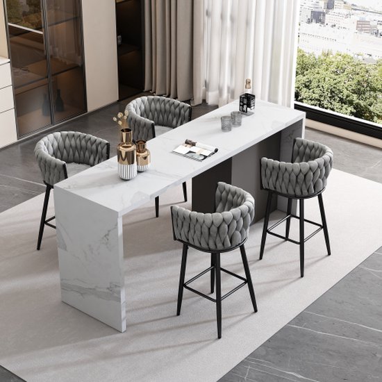 chairus Set van 4 fluwelen eetkamerstoelen, draaibaar, gestoffeerde stoel met rugleuning, modern design met metalen poten, voor eetkamer/woonkamer, grijs