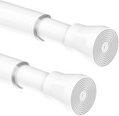 Gordijnrail, zonder boren, uittrekbare douchestang voor kasten, ramen, kledingkast, diameter 22 mm, 110-200 cm, wit, 2 stuks