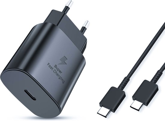 Foto: Sc origineel oplader snellader android en samsung inclusief adapter 25w geschikt voor samsung a15 a35 a55 s23 s24 fe plus pro ultra max zwart