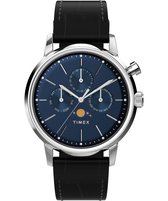 Timex Marlin Moonphase TW2W51200 Horloge - Leer - Zwart - Ø 40 mm