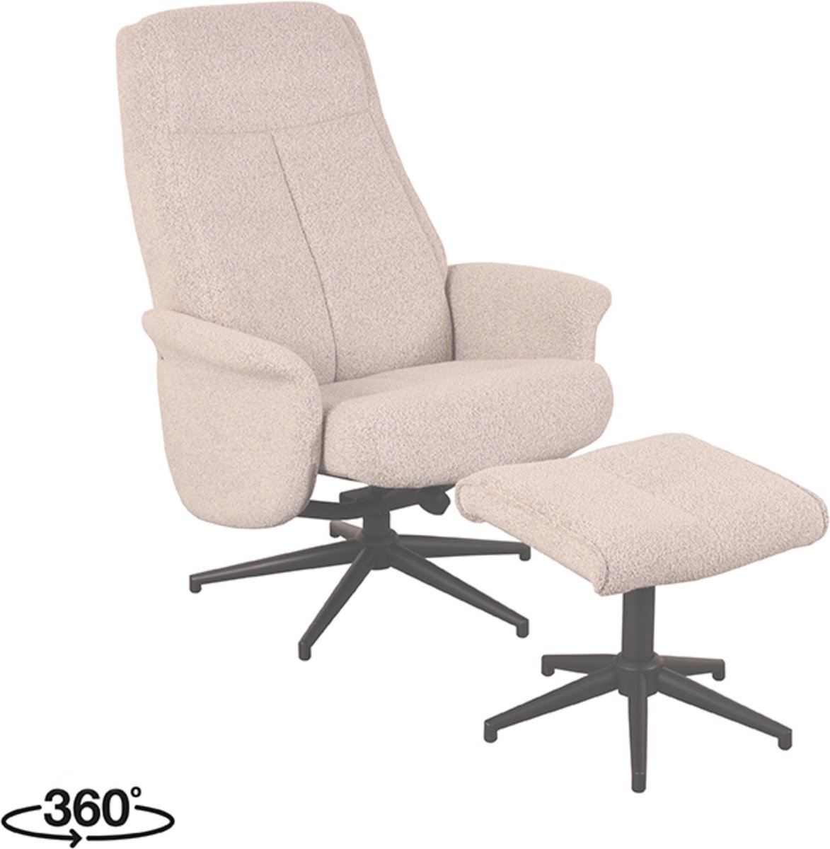 LABEL51 Bergen Fauteuil - Naturel - Stof - Incl. Hocker- Met Armleuning