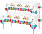 2x Tafelkleed Laken Happy Birthday Verjaardag Versiering Tafeldecoratie Feest Tafellaken Plastic Tafelzeil 274*137cm