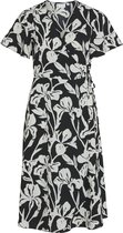 Vila Jurk Vilovie S/s Wrap Midi Dress - Noos 14059666 Black/ellis Dames Maat - 42