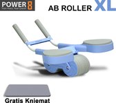 Power-8 Ab Roller XL Blue: Revolutionaire Kerntraining voor Extra Stevigheid - Met Verhoogde Rebound & Duurzame Wielen en Gratis kiemat - Abdominale Ab Wielroller voor Buikspieren - Afslanken - ab wheel - buikspiertrainers - borst training