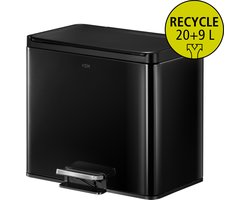 EKO - Essential 2 Recycler pedaalemmer 20+9 liter - Steel Polypropylene - zwart - Prullenbak
