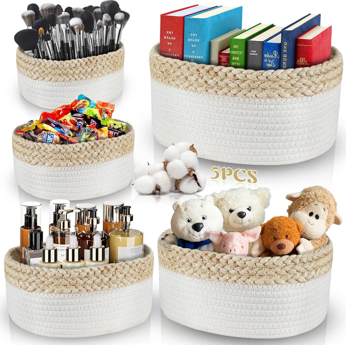 Set de 5 paniers de rangement, panier de rangement tressé en