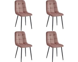 Colenis - Ela Eetkamerstoel - Set Van 4 - Roze - Velvet - Design
