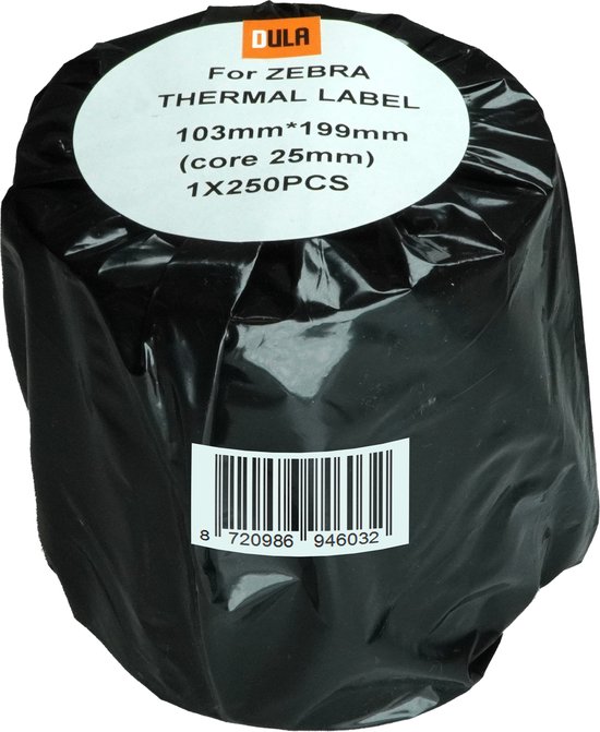 DULA Compatible Zebra Labels 103x199mm - 250 etiketten per rol - kern ...