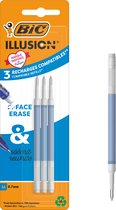 BIC Illusion Uitwisbare pen Compatibele Navullingen met Warmtegevoelige Inkt en Inktwisser - Blauw - verpakking van 3 stuks