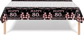 Tafelkleed 80 Jaar Verjaardag Versiering Tafelloper Plastic Tafelzeil Zwart Rosegoud Feest Tafellaken Xl Formaat