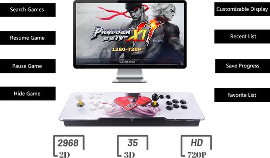 Arcade Pandora Box 11 Console - Met Duizenden Games - Plug And Play - 1280X720 Full HD - 2 Players - Arcade Games - Geschikt Voor TV of Monitor - Tapdra