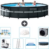 Intex Rond Ultra XTR Frame Zwembad - 549 x 132 cm - Inclusief Pomp - Ladder - Grondzeil - Afdekzeil Onderhoudspakket - Filterbollen - Warmtepomp