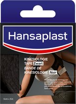 Hansaplast Injury Care Sporttapes - Kinesiologie Tape Zwart - 5cm x 5m - Waterbestendig - Zweetbestendig - Laat de huid ademen - Ondersteunt de werking van spieren en gewrichten - Latexvrij - Voor eenmalig gebruik