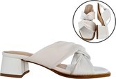 Stravers - Slippers élégants à talon bloc Taille 42 Sandales grande taille pour femmes Wit