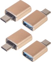 Nuvance - USB C naar USB A Adapter - Set van 4 - Universele USB Converter - Geschikt voor Alle USB A Apparaten - Goud