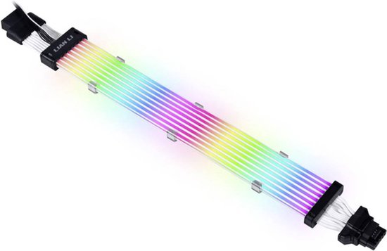 Lian Li Strimer Plus V2 12VHPWR - 12VHPWR kabel met ARGB verlichting - 16-pins naar 16-pins extensie - 8 lichtgeleiders met 108 ARGB LED's - 32 cm - PCIe 5.0 - transparant, zwart