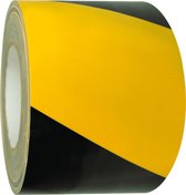 Markeringstape textiel - geel zwart - 50 meter breedte 100 mm rechtswijzend