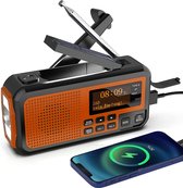 BR iTech Business - Radio d'urgence portable - Ensemble d'urgence - Oranje - DAB+/ FM - Panneau solaire - Bluetooth - 5200mAh - Banque d'alimentation - Énergie solaire - Manivelle - Radio de camping - Solar - Radio d'urgence à remontage