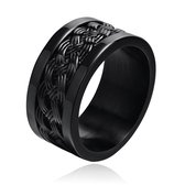 Zwarte mannen Ring Verweven Band - Mendes Jewelry-21mm