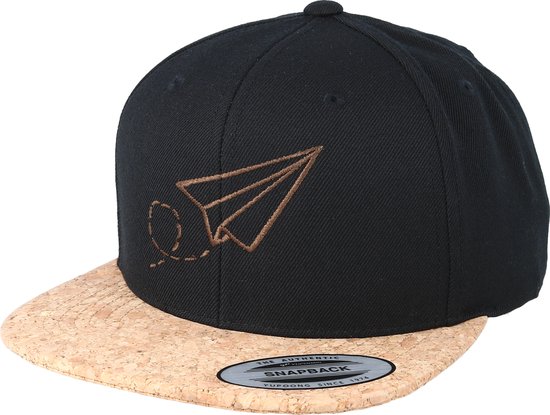 Hatstore- Plane Black/Cork Snapback - Origami Cap