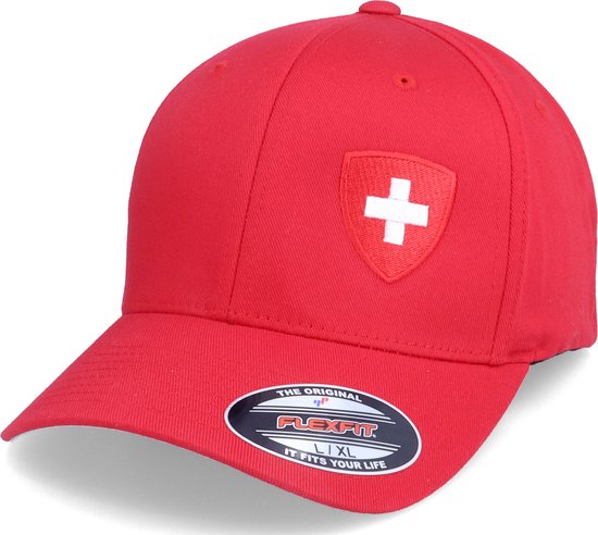 Hatstore- Switzerland Flag Shield Red Flexfit - Forza Cap