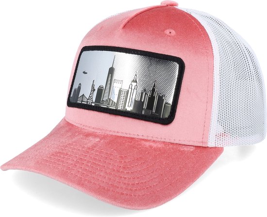 Hatstore- New York Silver Patch Velvet Pink/White A-Frame Trucker - Calza Pennello Cap