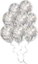 LUQ - Luxe Zilveren Confetti Helium Ballonnen - 10 stuks - Verjaardag Versiering - Decoratie - Latex Confetti Ballon Zilver