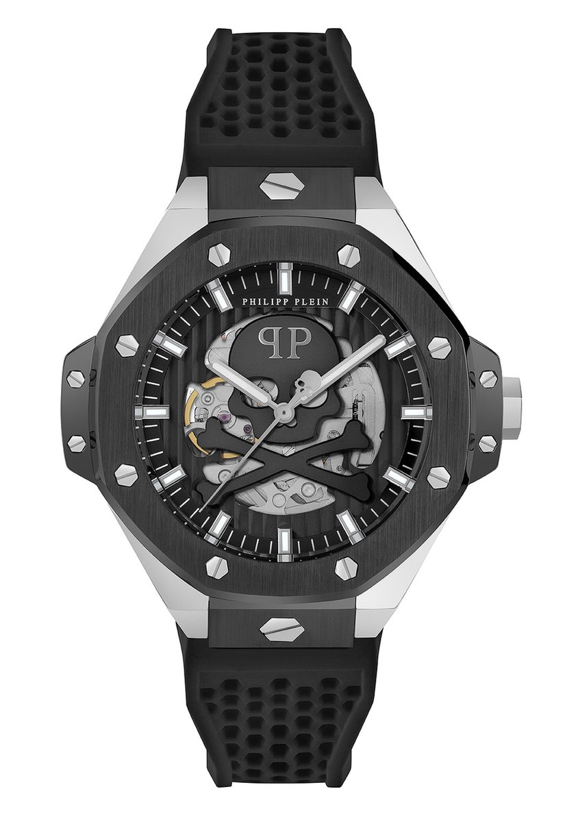 Philipp Plein Plein $Keleton Royal PWPFA0824 Horloge - Siliconen - Zwart - Ø 46 mm