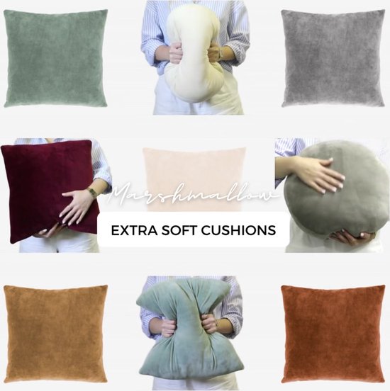 Tiseco Home Studio - Coussin (rempli) MARSHMALLOW - SET/2 - polyester - remplissage en peluche - super doux - Carré - 45x45 cm - Indiantan