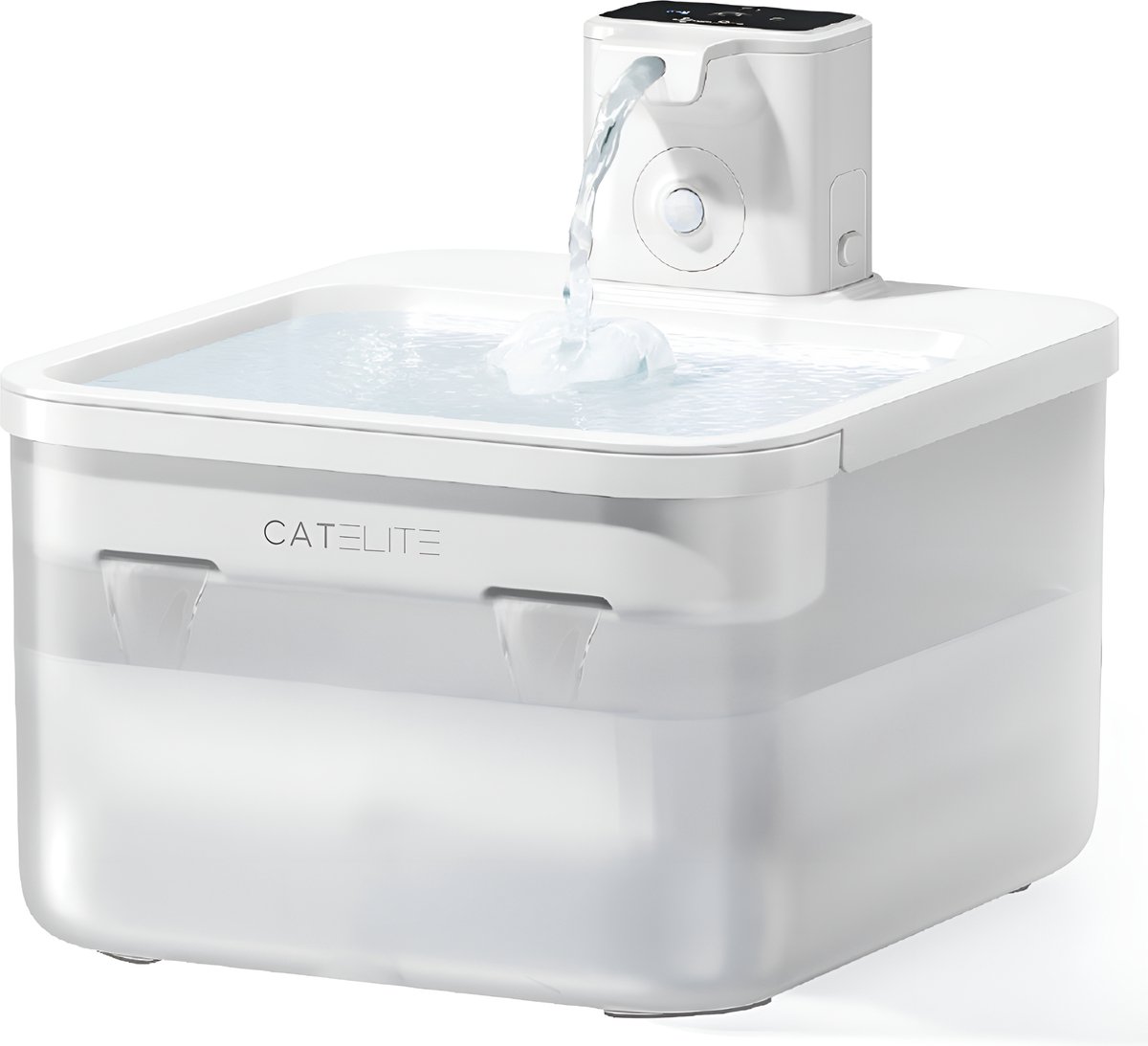 CatElite - Drinkfontein Draadloos - Met Sensor en Accu - Wit - Incl. 3 Filters - 2.5 Liter Waterfontein Kat - Kattenfontein