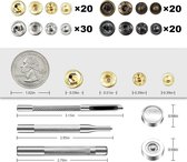 90 Sets Drukknopen voor Leer, 17mm 4 Kleuren Metalen Drukknopen Kit met 4 Instelgereedschappen, Lederen Drukknopen voor Naaien, Kleding, Jassen, Jeanskleding, Armbanden, Tassen