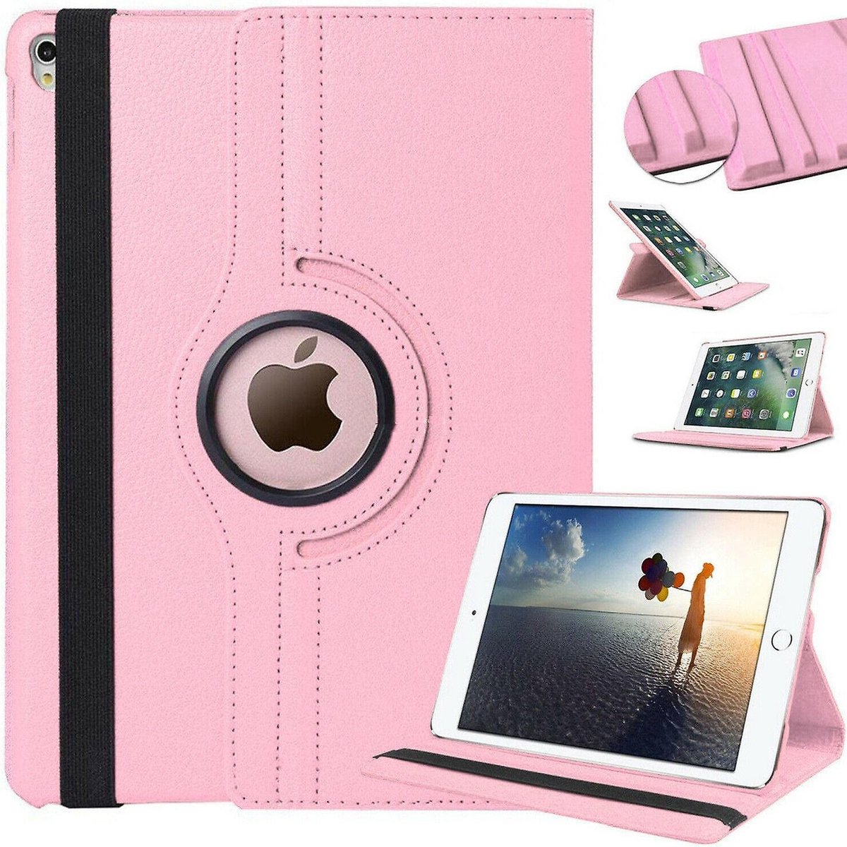 Book Cover Geschikt voor: Apple iPad Mini 1 7.9 (2012), Apple iPad Mini 2 7.9 (2013), Apple iPad Mini 3 7.9 (2014) - 7.9 inch Draaibaar Hoesje - Multi stand Case - Lichtroze
