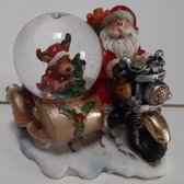 Wurm - Boule à Neige - Noël - Père Noël - Sidecar Moto - Ours - Blauw - 10x8 cm - hauteur 7 cm