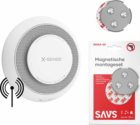 X-Sense XP01-W Koppelbare combimelder - Met magneet montage - Rook en koolmonoxide - 10 Jaar batterij - Rookmelder en koolmonoxidemelder - Rook én CO melder zonder boren - Koppelbaar