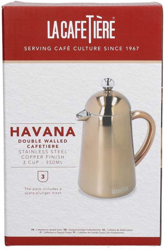 La Cafetiere 3 Bekers Havana Geïsoleerde Mokkapot Goud