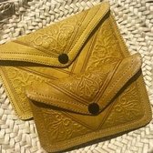 Dames Boho Portemonnee Leer - Oker Geel maat S