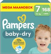 Pampers - Bébé Dry - Taille 7 - Mega Boîte Mensuelle - 168 pièces - 15+ KG