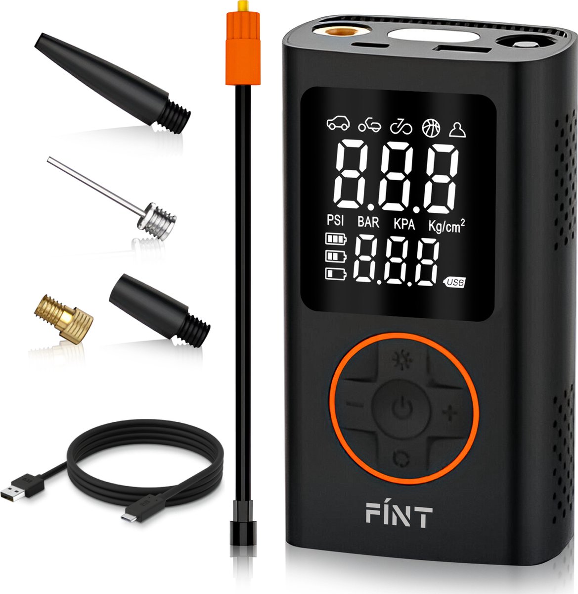 Compresseur D'air Portable 12V Pour Voiture - Pompe à Pneus Avec Manomètre, 2,5 M De Câble, 120W - 4