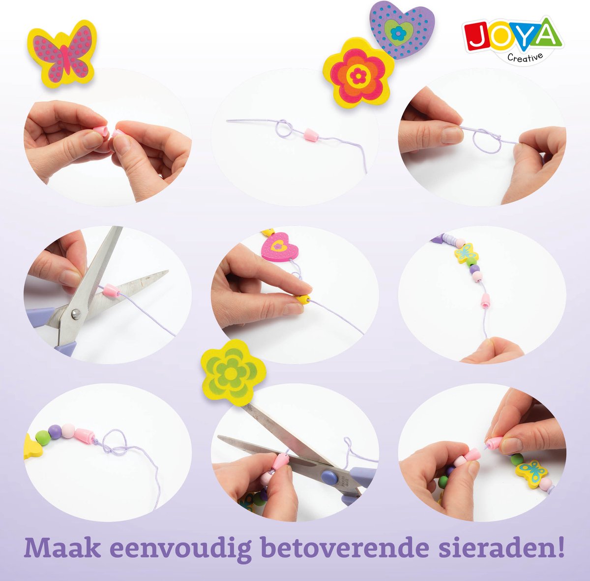 Joya Creative Set van 142 Houten Kralen en Sieradenonderdelen – Sieraden Maken voor Kinderen – FSC-gecertificeerde Kralenset voor Armbandjes en Kettingen – Inclusief Houten Opbergdoos – Multicolor — afbeelding 2