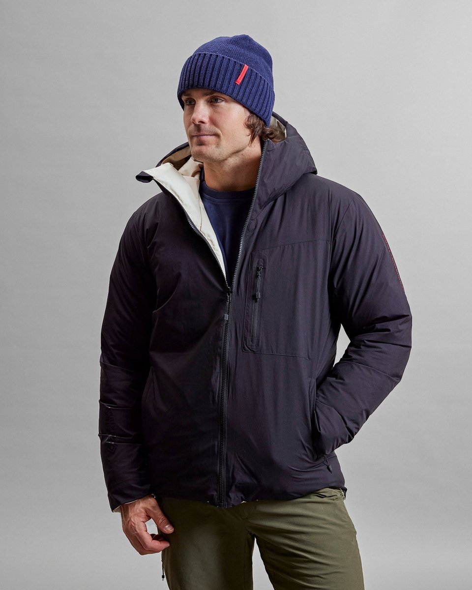 The Mountain Studio Gore tex windstopper reversible down hood jacket 1153 onyx castle wall Zwart