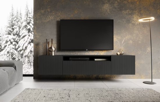 Noemi TV meubel - hangende kast - breedte 200 cm - zwart - woonkamermeubel - modern - Maxi Maja