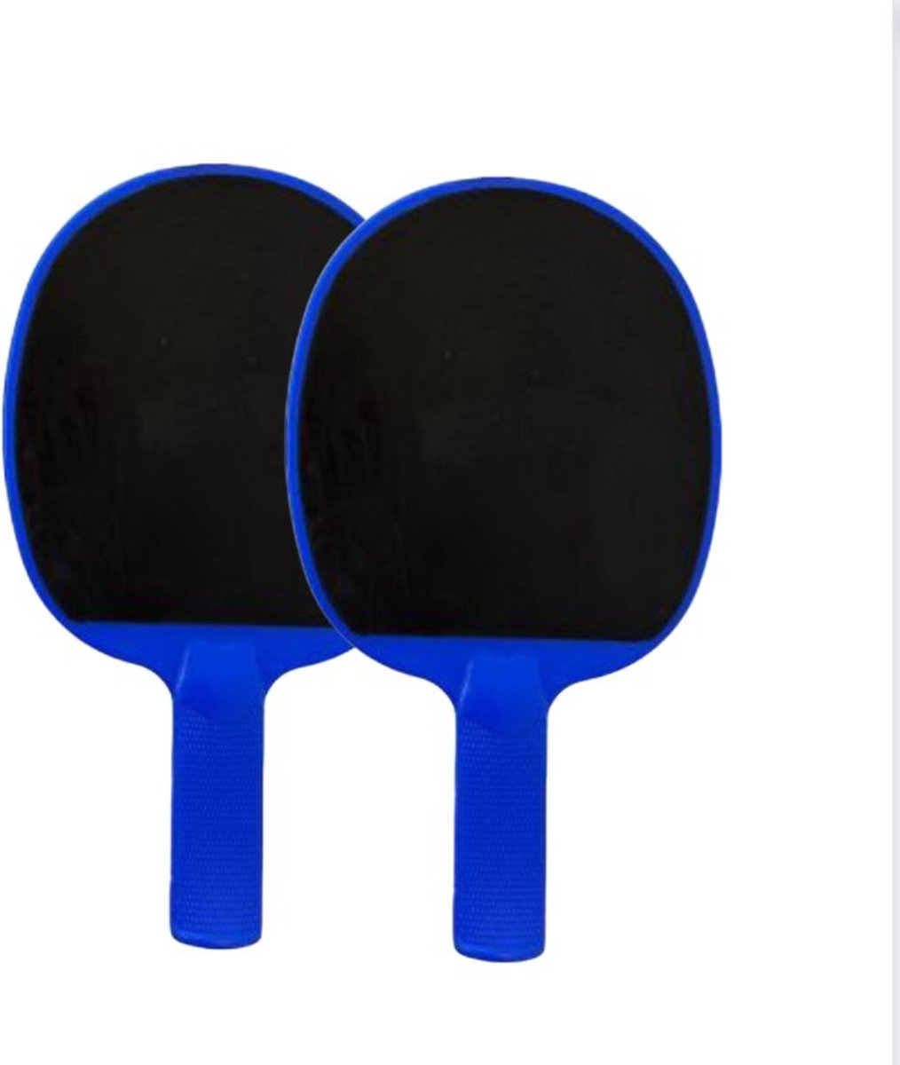 Guta Tafeltennisbats Kunststof + Rubber Blauw Set 2 Stuks, Hufterproof, Indoor/Outdoor