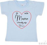 Soft Touch T-shirt Shirtje Korte mouw "De liefste mama is toevallig mijn mama" Unisex Katoen Blauw/rood/zwart Maat 62/68