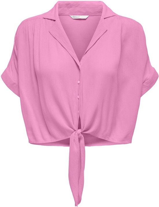 Only Blouse Onlpaula Life S/s Tie Shirt Wvn Noo 15281497 Begonia Pink Dames Maat - L