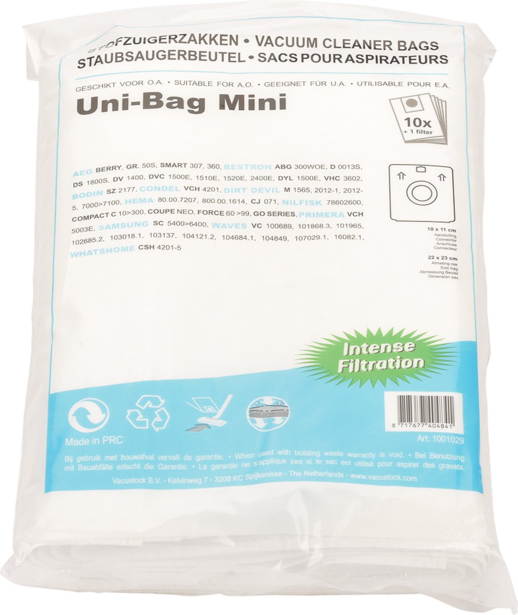 Uni Bag Mini Stofzuigerzakken - Microfleece - 10 Stuks
