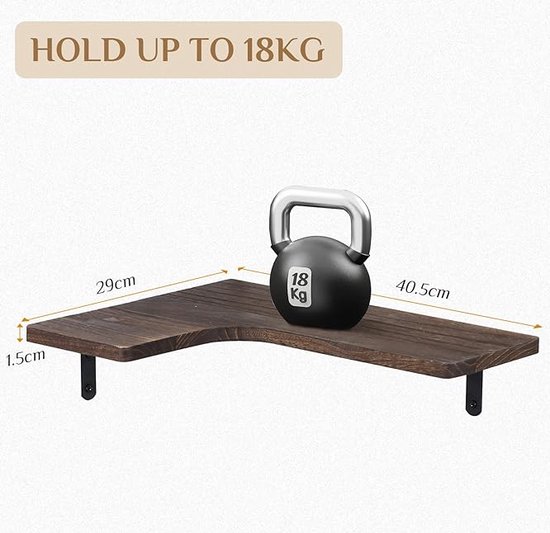 Hoekplank, wandplank, hoekplank, wandplank, modern design voor woonkamer, slaapkamer of kantoor, spaanplaat, 40 x 40 x 50 cm, eiken bruin