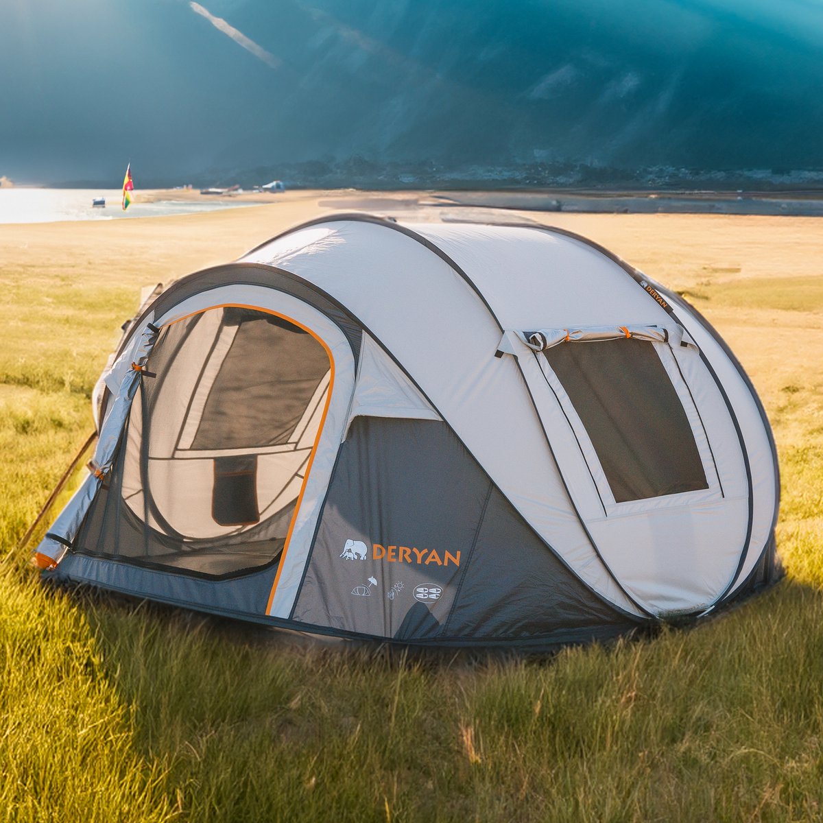 Deryan Pop Up Tent - 4 persoons - 2000MM waterkolom - UV 50+ - Cream – foto 5