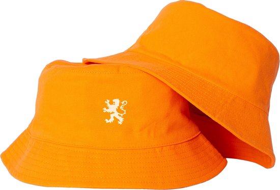 Koningsdag bucket hat reversible leeuw - Oranje bucket hat - Vissershoedje oranje - Leeuw design - Mybuckethat