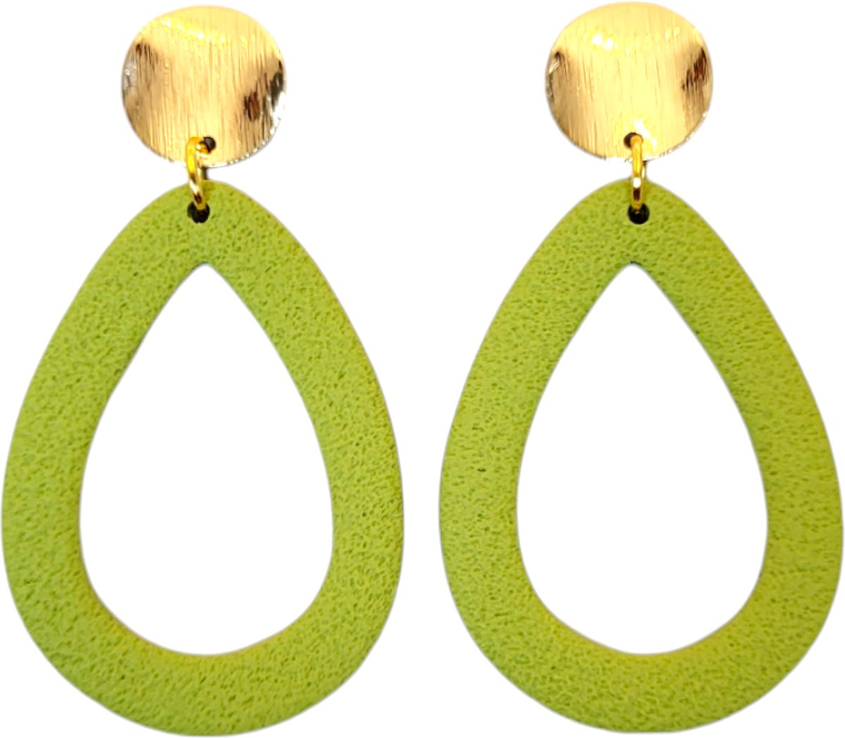 VILLA COCO Druppel Pistache - Handgemaakt in NL - Stainless Steel - Polymeer klei - Grote oorbellen - Statement oorhangers - Groen