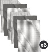 Tiseco Home Studio - Keukenhanddoek XL-LINE - SET/6 - 100% katoen - met ophanglus - ultra-absorberend - sneldrogend- duurzaam materiaal - 50x70 cm - Grijs